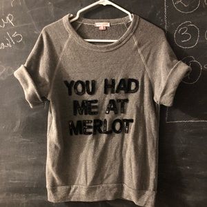 Bow & Drape sequin short sleeve sweatshirt